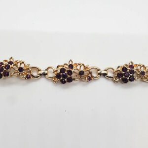 Vintage Gold Tone and Purple Gem Art Deco Bracelet